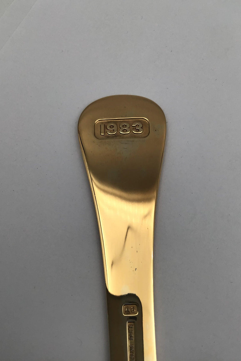 Georg Jensen Årsgaffel 1983 Forgyldt Sterling Sølv med emalje. - Danam Antik