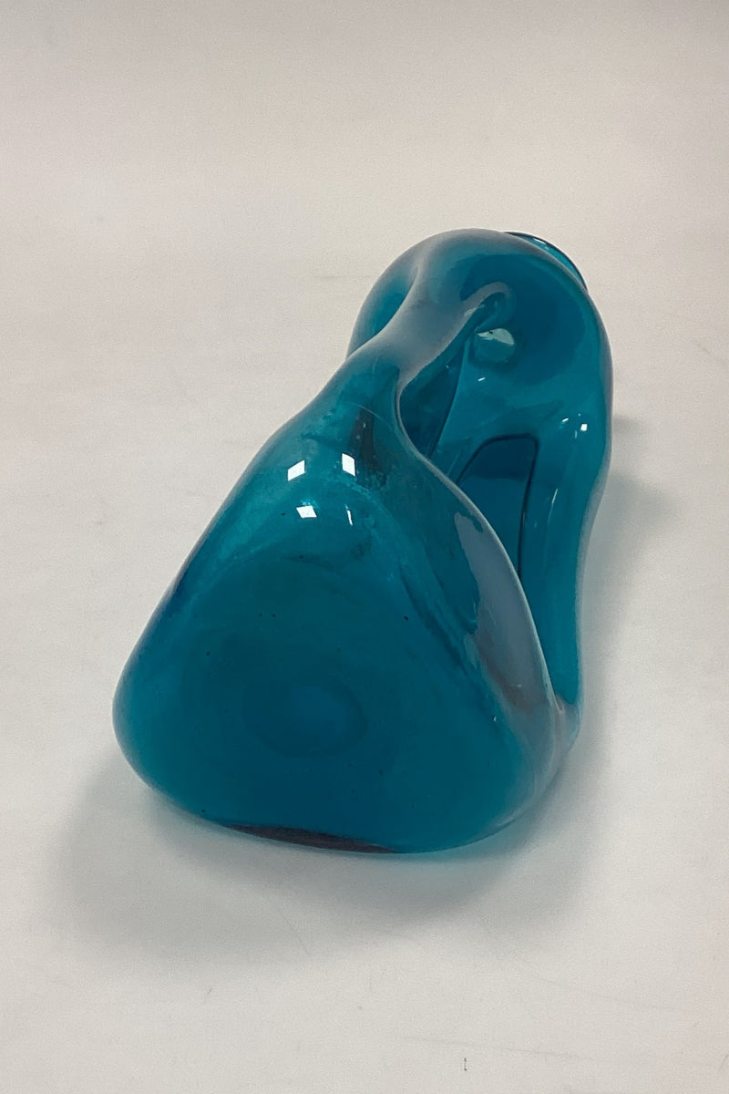 Holmegaard / Kastrup Glasværk trekantet Kluk Karaffel i Blåt Glas uden låg