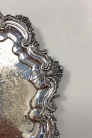 Ornamenteret Engelsk Sølvplet Serveringsbakke med ben