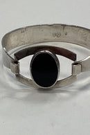 Israeli Bracelet in Sterling Silver with Black Stone