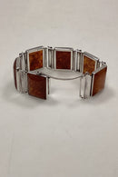 Armbånd i Sterling Sølv pyntet med rav