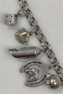 Danish Bismarck bracelet in sterling silver with different pendants
