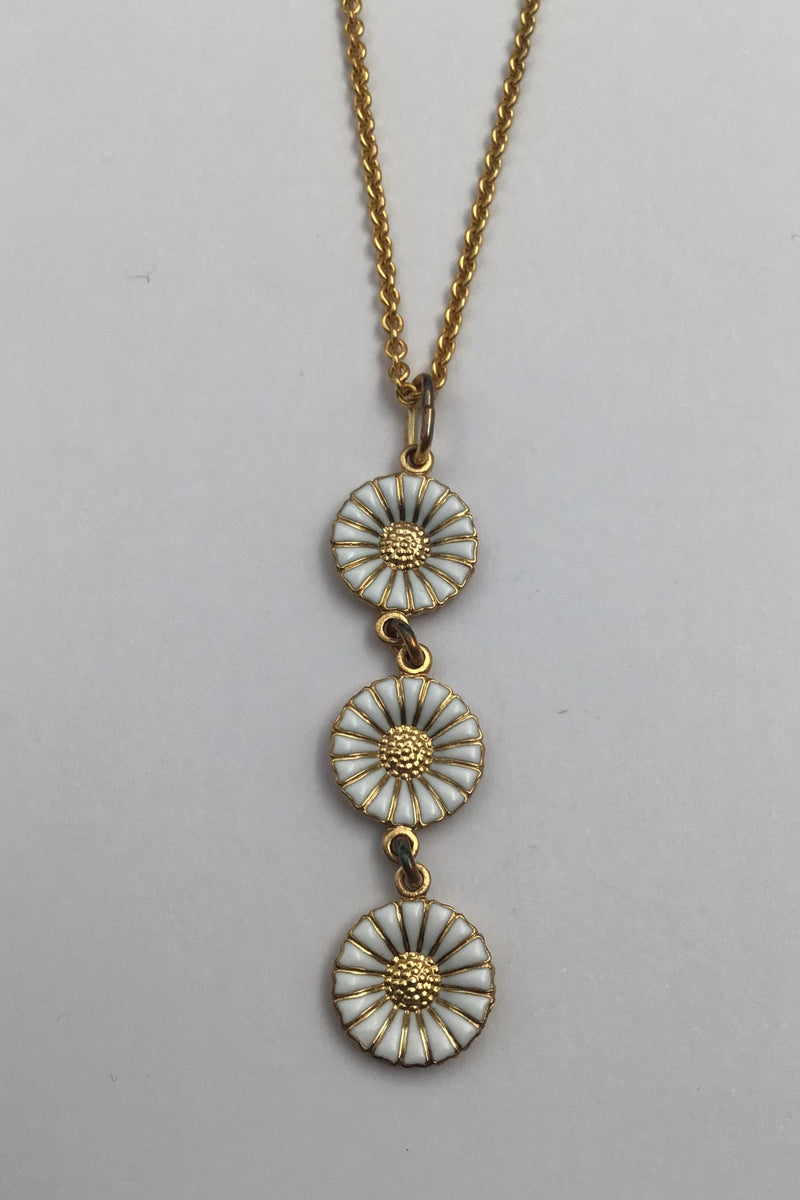 Georg Jensen Sterling Silver Gold Plated Necklace with Daisy Pendant