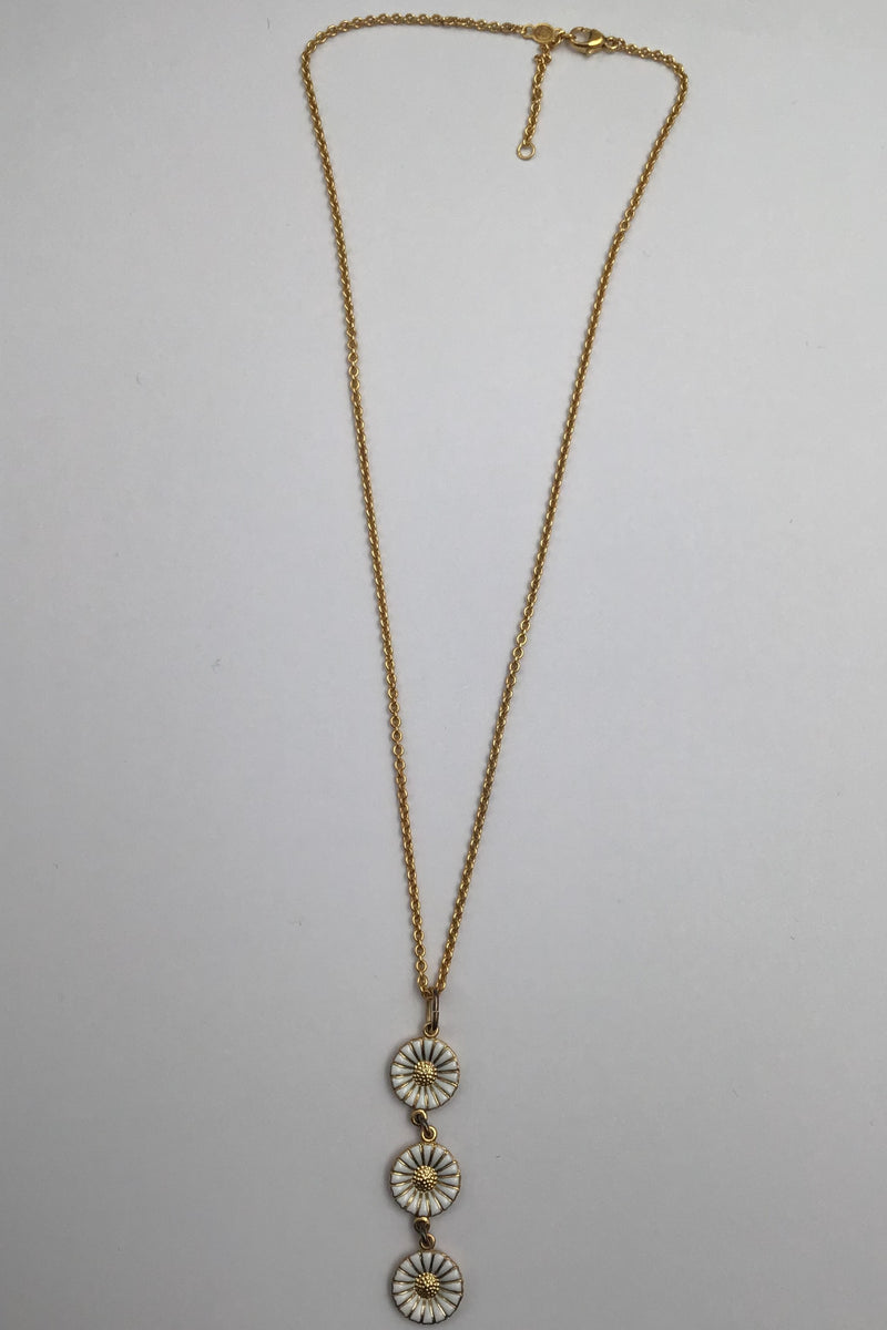 Georg Jensen Sterling Silver Gold Plated Necklace with Daisy Pendant
