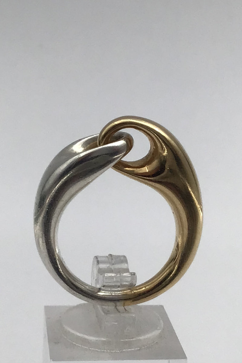 Georg Jensen Sterling Silver / 18K Gold Ring No. 652B (large) Reflect