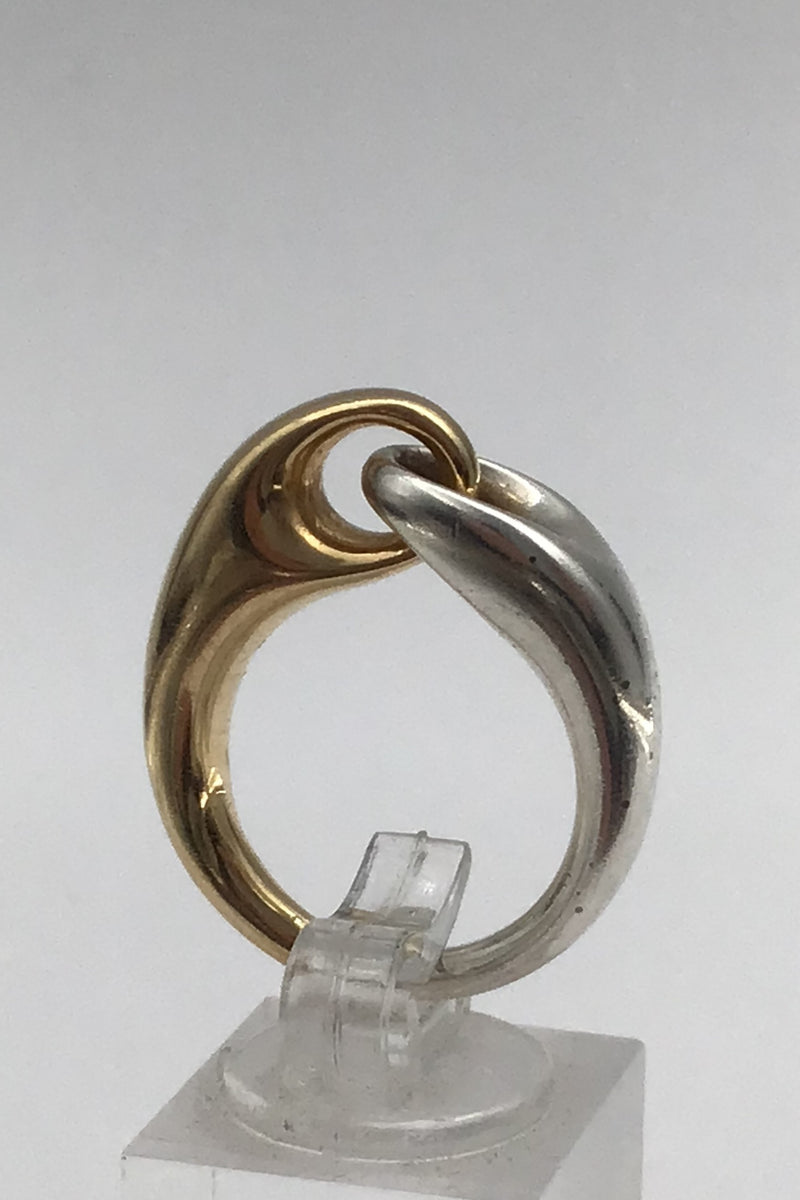 Georg Jensen Sterling Sølv / 18 K Guld Ring No. 652B (stor) Reflect