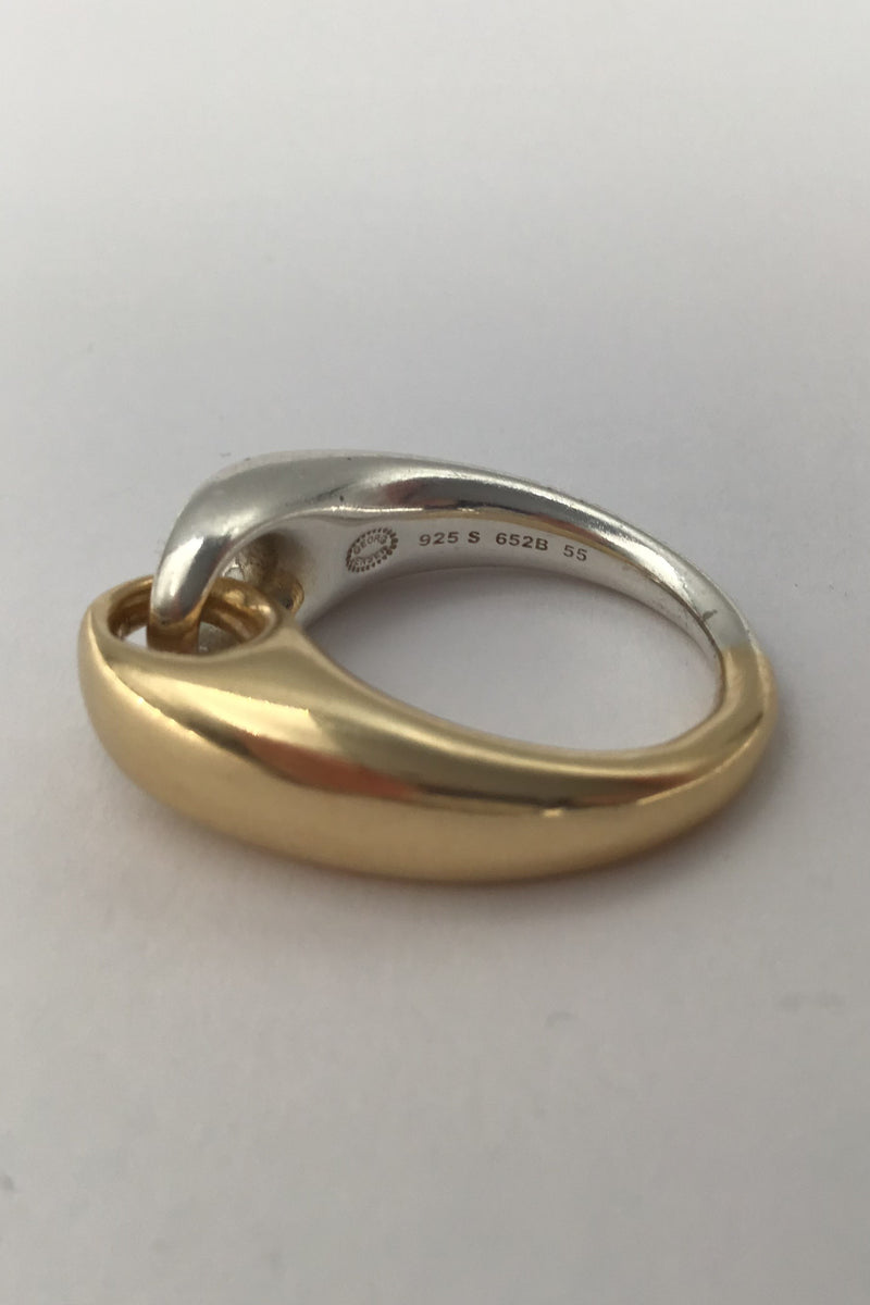 Georg Jensen Sterling Silver / 18K Gold Ring No. 652B (large) Reflect