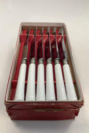 Sæt på 18 Royal Copenhagen Flora Danica Hvid Perlestel Spiseknive - Danam Antik