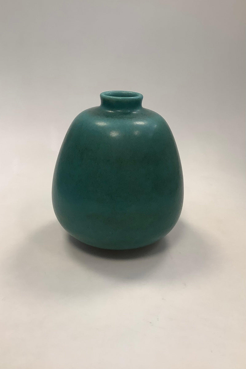 Stor Saxbo Vase i Flot Grøn Harepels glasur No 396 - Danam Antik