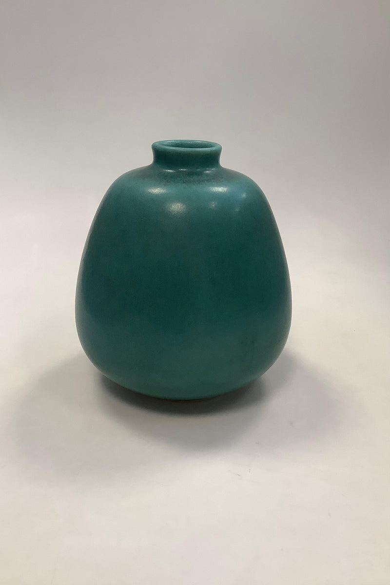 Stor Saxbo Vase i Flot Grøn Harepels glasur No 396 - Danam Antik