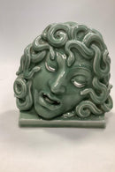 Unika Royal Copenhagen Grøn Celadon Maske af Medusa No 2950, Hans Henrik Hansen 1927 - Danam Antik