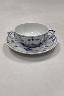 Royal Copenhagen Musselmalet Riflet Bouillon Kop med underkop No. 344