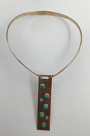 Hans Hansen 14K Guld Halsring med Turkis Vedhæng No. 027 Bent Gabrielsen