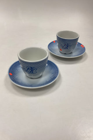 Bing and Grondahl Blue Traditional Hotel with Logo Coffee and Saucer No. 744 - CUT