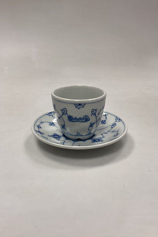 Bing og Grøndahl Blåmalet Musselmalet Hotel med Logo Kaffe -og Underkop No. 744