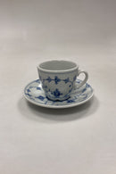 Bing og Grøndahl Blåmalet Musselmalet Hotel med Logo Kaffe -og Underkop No. 744