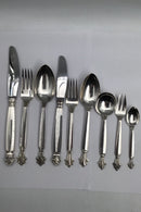 Georg Jensen Sterling Sølv Dronning Bestik sæt, 12 Personer (108 dele)