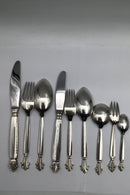 Georg Jensen Sterling Sølv Dronning Bestik sæt, 12 Personer (108 dele)