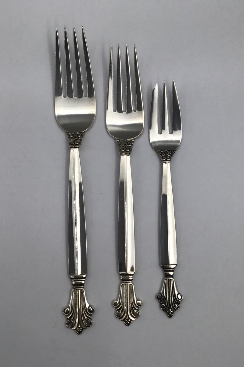 Georg Jensen Sterling Sølv Dronning Bestik sæt, 12 Personer (108 dele)