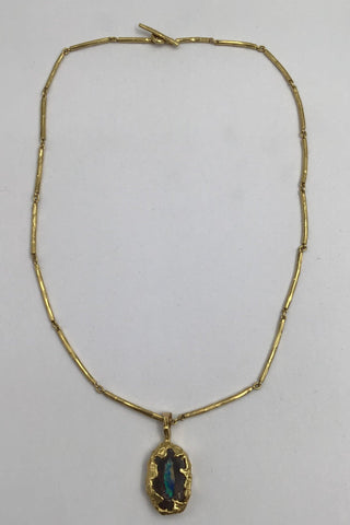 Bent Gabrielsen 18K Guld Halskæde og Vedhæng (Opal)