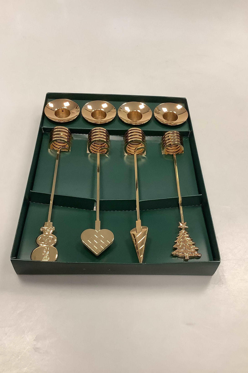 4 Georg Jensen Kerzenständer für Adventskranz aus vergoldetem Metall
