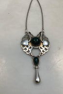 Georg Jensen Sterling Sølv Vedhæng med Grønne Sten No 702