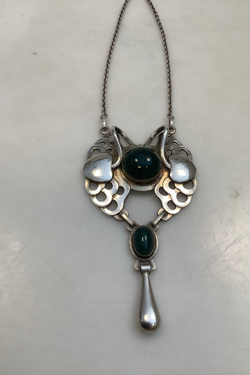 Georg Jensen Sterling Sølv Vedhæng med Grønne Sten No 702