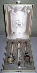 Georg Jensen Anniversary Kinderbesteck Messer aus Sterlingsilber mit Stein