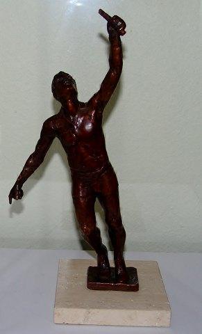 Royal Copenhagen Bronze statuette Sterett-Gittings Kelsey Tennis spiller fra 1976