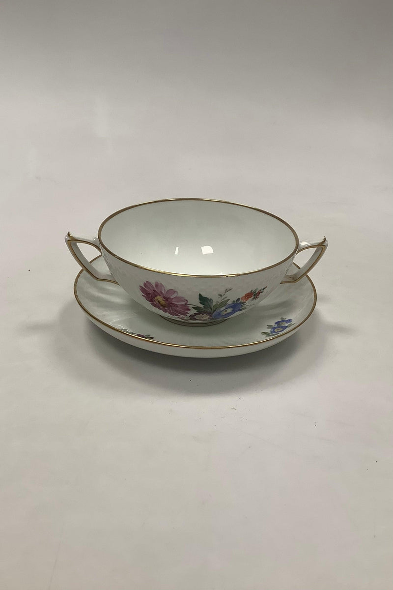 Royal Copenhagen Light Saxon Flower Bouillon Cup with handles No 1872