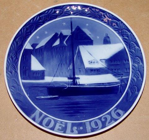 Royal Copenhagen Juleplatte fra 1926 med Fransk indskription "Noel"