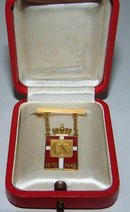 Georg Jensen 14K Gold Königsabzeichen mit Box von 1945