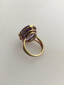 14K Gold Ring Marked JF Ornamented with Amathyst Stone