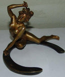 Art Nouveau Nude Lady Bronze On Horseshoe Georges Recipon