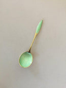 Frigast Sterling Silber vergoldet grün emailliert Löffel