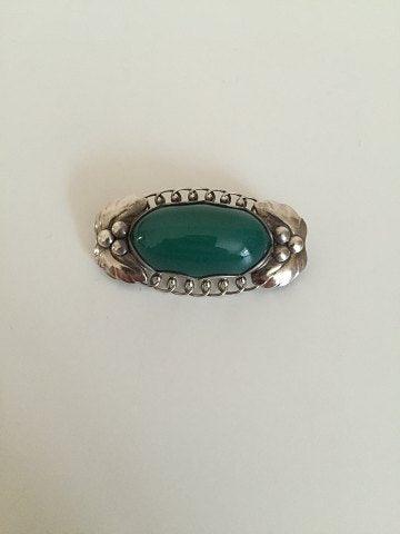 Georg Jensen Sterling Sølv Broche No 223 med Grøn Agat