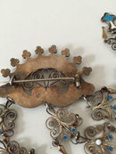 Marius Hammer  Art Nouveau sterling sølv broche med emalje, Norge.