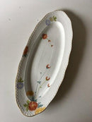 Royal Copenhagen No 93 White Half Lace w. Flowers and Gold Oval Fish Tray