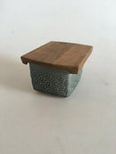 Bing & Grondahl Kronjyden Azurblaues Butterfass mit Holzdeckel