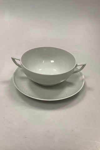 Royal Copenhagen White Juliane Marie Bouillon Cup and Saucer No 12490