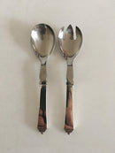 Georg Jensen ピラミッド型サービングセット サラダセット（スモール） No 134 スターリングシルバー＆ステンレススチール製