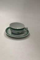 Royal Copenhagen Green Tranquebar Teacup with Saucer No 957