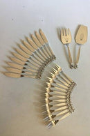 Georg Jensen Sterling Sølv Konge Fiskebestik til 12 personer incl.serveringssæt, ialt 26 dele