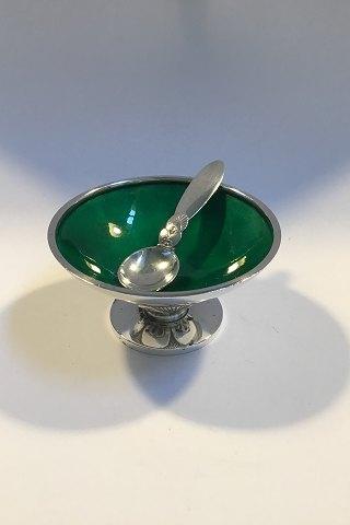 Georg Jensen Sterling Silber Kaktus Salz Glas (grün emailliert) Nr. 62