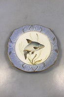 Royal Copenhagen Blå Fisketallerken med Guld No 1212/3002.