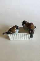 Fayence Kleine Jardiniere mit drei Spatzen