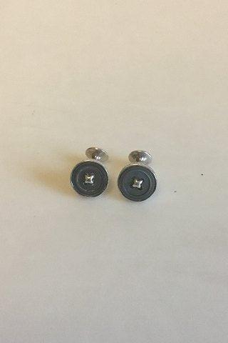 Turnbull & Asser 灰色珍珠母钮银质袖扣