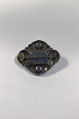 Evald Nielsen Sølv Broche med Rav