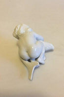 Bing & Grøndahl Blanc de Chine Figur af Barn der kigger op fra fisk No 4035