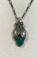 Georg Jensen Sterling Sølv 2008 Årsvedhæng (Grøn Agat) med halskæde